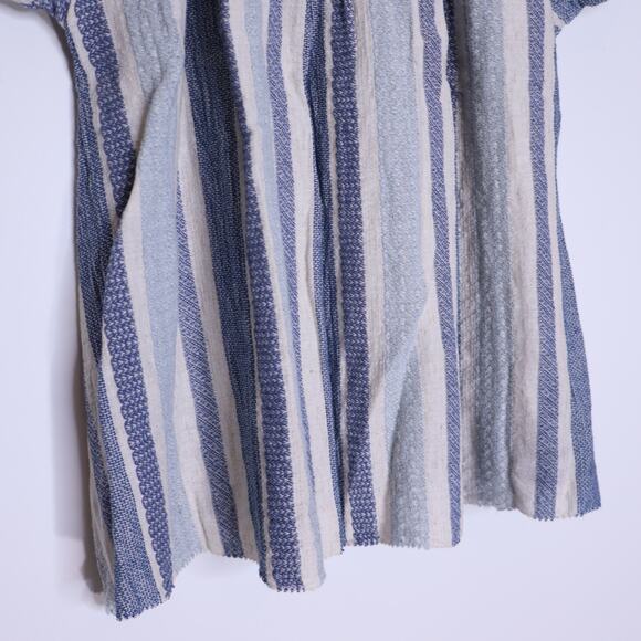 FAHERTY Annabelle Organic Cotton Blend Top Navy Slub Stripe Blouse Women's XS - Picture 6 of 9